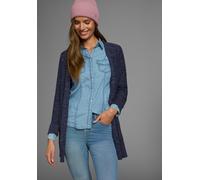 Strickjacke KANGAROOS, Damen, Gr. 40/42, weiß (navy, weiß, meliert), Strick, Obermaterial: 50% Baumwolle, 50% Polyacryl, meliert, figurumspielend hüftbedeckend, eingesetzt Rippbündchen, Strickjacken S