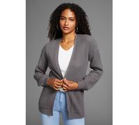 Strickjacke KANGAROOS, Damen, Gr. 48/50, grau, Strick, Obermaterial: 100% Polyacryl, gerade hüftbedeckend, V-Ausschnitt, Puffärmel Rippstrickbündchen, Strickjacken Strickjacke, aus kuscheligem Strick 