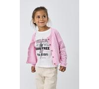 Strickjacke KIDS ONLY "KMGMEGAN LIFE LS CARDIGAN KNT NOOS", Mädchen, Gr. 128, roseate spoonbill, Strick, Obermaterial: 100% Baumwolle, Strukturmuster, unifarben, loose fit normal, Rundhals, Strickjack