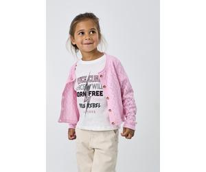 Strickjacke KIDS ONLY "KMGMEGAN LIFE LS CARDIGAN KNT NOOS", Mädchen, Gr. 128, roseate spoonbill, Strick, Obermaterial: 100% Baumwolle, Strukturmuster, unifarben, loose fit normal, Rundhals, Strickjack