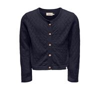 Strickjacke KIDS ONLY "KMGMEGAN LIFE LS CARDIGAN KNT NOOS", Mädchen, Gr. 98, night sky, Strick, Obermaterial: 100% Baumwolle, Strukturmuster, unifarben, loose fit normal, Rundhals, Strickjacken Strick