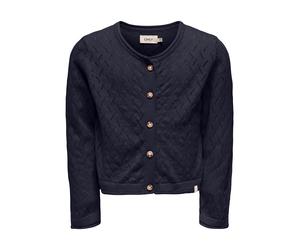 Strickjacke KIDS ONLY "KMGMEGAN LIFE LS CARDIGAN KNT NOOS", Mädchen, Gr. 98, night sky, Strick, Obermaterial: 100% Baumwolle, Strukturmuster, unifarben, loose fit normal, Rundhals, Strickjacken Strick