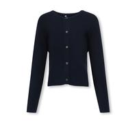 Strickjacke KIDS ONLY "KOGNATASCHA LS O-NECK CARD CP KNT NOOS", Mädchen, Gr. 122/128, blau (night sky), Strick, Obermaterial: 80% Viskose, 20% Nylon, unifarben, regular fit taillenbedeckt, Rundhals, S