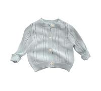 Strickjacke Kleinkind Süße Cardigan mit Knöpfen Rundhals Leichter Fleece Strickpullover Basic Pullover Cardigan Warme Gestrickte Jacke Hochwertige Gestrickte (Blue, 0-6 Months)