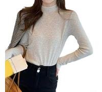 Strickjacke Langarm Damen Rollkragen für Büro Alltag(Gray L) | Langarm, Rollkragen, warmes Viskose-Material, weich, für kalte Tage, einfache Pflege