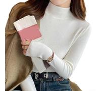 Strickjacke Langarm Damen Rollkragen für Büro Alltag(White L) | Langarm, Rollkragen, warmes Viskose-Material, weich, für kalte Tage, einfache Pflege
