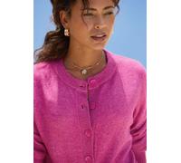 Strickjacke LASCANA, Damen, Gr. 32/34, fuchsia, Strick, Obermaterial: 55% Polyester, 30% Polyacryl, 13% Polyamid, 2% Elasthan, unifarben, figurumspielend hüftlang, Rundhals, Ärmel mit Ärmelschlitz Rip