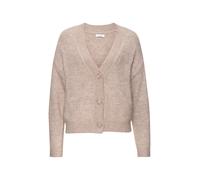 Strickjacke LASCANA, Damen, Gr. 40/42, blau (sand meliert), Strick, Obermaterial: 60% Polyacryl, 40% Polyester, meliert, figurumspielend hüftlang, tiefer V-Ausschnitt, Rippstrickbündchen, Strickjacken