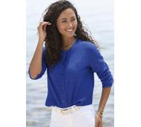 Strickjacke LASCANA, Herren, Gr. 44/46, royalblau, Strick, Obermaterial: 55% Polyester, 30% Polyacryl, 13% Polyamid, 2% Elasthan, unifarben, figurumspielend hüftlang, Rundhals, Ärmel mit Ärmelschlitz 
