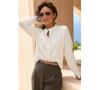 Strickjacke LASCANA, Herren, Gr. 36/38, creme, Strick, Obermaterial: 55% Polyester, 30% Polyacryl, 13% Polyamid, 2% Elasthan, unifarben, figurumspielend hüftlang, Rundhals, Ärmel mit Ärmelschlitz Ripp