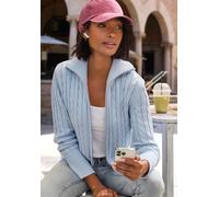 Strickjacke LASCANA, Herren, Gr. 36/38, hellblau, Strick, Obermaterial: 50% Baumwolle, 50% Polyacryl, unifarben, figurumspielend hüftlang, Strickjacken Strickjacke (87499555-36) hellblau