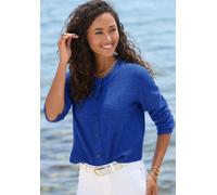 Strickjacke LASCANA, Herren, Gr. 44/46, royalblau, Strick, Obermaterial: 55% Polyester, 30% Polyacryl, 13% Polyamid, 2% Elasthan, unifarben, figurumspielend hüftlang, Rundhals, Ärmel mit Ärmelschlitz 