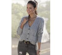 Strickjacke LASCANA Gr. 32/34, grau (grau, meliert) Damen Strickjacken Bestseller (70047360-32) grau, meliert
