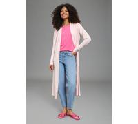 Strickjacke LAURA SCOTT "aus luftig leichter Jersey Tshirt Qualität", Damen, Gr. 32/34, rosa, Strick, Obermaterial: 50% Polyester, 45% Viskose, 5% Elasthan, unifarben, Basic, figurumspielend ca. Mitte