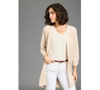 Strickjacke LAURA SCOTT "aus luftig-lockerem Sommerstrick", Damen, Gr. 32/34, beige, Strick, Obermaterial: 50% Baumwolle, 50% Polyacryl, unifarben, Basic, figurumspielend ca. Mitte Oberschenkel, tiefe