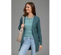 Strickjacke LAURA SCOTT, Damen, Gr. 32/34, grün (salbei), Feinstrick, Obermaterial: 100% Baumwolle, unifarben, Basic, figurumspielend Po-bedeckend, ohne Ausschnitt, Strickjacken Strickjacke, leichte Ü