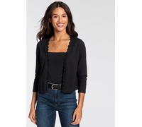 Strickjacke LAURA SCOTT, Damen, Gr. 32/34, schwarz, Feinstrick, Obermaterial: 70% Viskose, 30% Polyamid, clean, unifarben, figurumspielend taillenbedeckt, V-Ausschnitt, Strickjacken Strickjacke, mit f