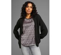 Strickjacke LAURA SCOTT, Damen, Gr. 32/34, schwarz, Strick, Obermaterial: 50% Viskose, 28% Polyester, 22% Polyamid, unifarben, Basic, oversize hüftlang, V-Ausschnitt, Rippstrickbündchen, Strickjacken