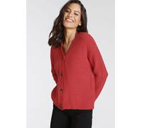 Strickjacke LAURA SCOTT, Damen, Gr. 36/38 (S), rot, Grobstrick, Obermaterial: 50% Viskose, 28% Polyester, 22% Polyamid, clean, unifarben, Basic, lässig geschnitten hüftlang, V-Ausschnitt, Bündchen, St