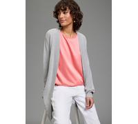 Strickjacke LAURA SCOTT, Damen, Gr. 40/42, grau (grau mélange), Feinstrick, Obermaterial: 100% Baumwolle, unifarben, Basic, figurumspielend Po-bedeckend, ohne Ausschnitt, Strickjacken Strickjacke, lei