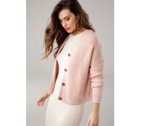 Strickjacke LAURA SCOTT, Damen, Gr. 40/42 (M), rosa, Grobstrick, Obermaterial: 50% Viskose, 28% Polyester, 22% Polyamid, clean, unifarben, Basic, lässig geschnitten hüftlang, V-Ausschnitt, Bündchen, S