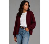 Strickjacke LAURA SCOTT, Damen, Gr. 40/42, rot (bordeaux), Strick, Obermaterial: 50% Viskose, 28% Polyester, 22% Polyamid, unifarben, Basic, oversize hüftlang, V-Ausschnitt, Rippstrickbündchen, Strick