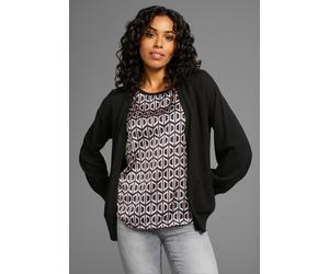 Strickjacke LAURA SCOTT, Damen, Gr. 40/42, schwarz, Strick, Obermaterial: 50% Viskose, 28% Polyester, 22% Polyamid, unifarben, Basic, oversize hüftlang, V-Ausschnitt, Rippstrickbündchen, Strickjacken