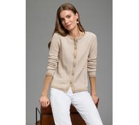 Strickjacke LAURA SCOTT, Damen, Gr. 44/46, beige, Strick, Obermaterial: 50% Baumwolle, 50% Polyacryl, Waffelmuster, figurumspielend hüftlang, Rundhals, Strickkante, Strickjacken Strickjacke, leichter