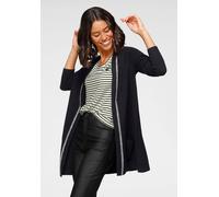 Strickjacke LAURA SCOTT, Damen, Gr. 44/46, schwarz, Strick, Obermaterial: 45% Viskose, 35% Polyamid, 20% Polyester, unifarben, figurumspielend ca. Mitte Oberschenkel, ohne Ausschnitt, Strickjacken Str