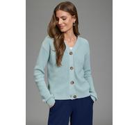 Strickjacke LAURA SCOTT, Damen, Gr. 48/50, salbei mélange, Grobstrick, Obermaterial: 50% Viskose, 28% Polyester, 22% Polyamid, unifarben, Basic, lässig geschnitten hüftlang, V-Ausschnitt, Bündchen, St