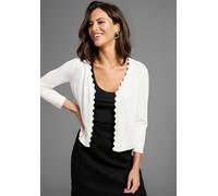 Strickjacke LAURA SCOTT, Damen, Gr. 48/50, weiß (sanftes weiß), Feinstrick, Obermaterial: 70% Viskose, 30% Polyamid, unifarben, figurumspielend taillenbedeckt, V-Ausschnitt, Strickjacken Strickjacke, 