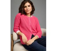 Strickjacke LAURA SCOTT "im frischen Sommer-Look", Damen, Gr. 48/50, pink, Feinstrick, Obermaterial: 50% Baumwolle, 50% Polyacryl, unifarben, Basic, figurumspielend hüftlang, Rundhals, Rippbündchen, S