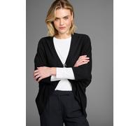 Strickjacke LAURA SCOTT "im Sommer-Look", Damen, Gr. 40/42, schwarz, Strick, Obermaterial: 50% Baumwolle, 50% Polyacryl, unifarben, Basic, oversize hüftbedeckend, V-Ausschnitt, Strickjacken Strickjack