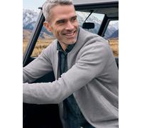 Strickjacke LERROS "Strickjacke aus Baumwollstrick mit dezent flachem Kragen", Herren, Gr. M, platinum grau melange, 100% Baumwolle, Strickjacken Strickjacke (31408020-M) platinum grau melange