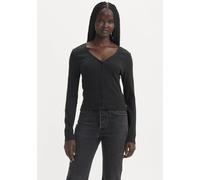 Strickjacke LEVI'S, Damen, Gr. M (38), schwarz (caviar), Strick, Obermaterial: 97% Baumwolle, 3% Elasthan, unifarben, tailliert hüftbedeckend, V-Ausschnitt, gerader Abschluss, Strickjacken Strickjacke