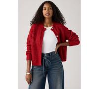 Strickjacke LEVI'S, Damen, Gr. XS (34), rot (rhythmic rot), Strick, Obermaterial: 64% Polyacryl, 30% Polyamid, 6% Wolle, normal taillenbedeckt, Rundhals, Strickjacken Strickjacke, Wärmender, pflegelei