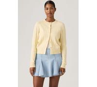 Strickjacke LEVI'S "TARA SUPER SOFT C", Damen, Gr. M (38), gelb (rutabaga cable stitch), Strick, Obermaterial: 53% Baumwolle, 32% Polyester, 13% Polyamid, 2% Elasthan, normal normal, Rundhals, Bündche