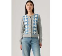 Strickjacke LEVI'S "TARA SUPER SOFT C", Damen, Gr. XS (34), elgin placed argyle, Strick, Obermaterial: 53% Baumwolle, 32% Polyester, 13% Polyamid, 2% Elasthan, gemustert, normal normal, Rundhals, Bünd