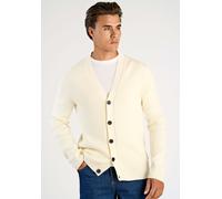 Strickjacke LINDBERGH, Herren, Gr. XXL, pearl weiß, Strick, Obermaterial: 80% Baumwolle, 20% Polyester, unifarben, normal hüftbedeckend, V-Ausschnitt, Strickjacken Strickjacke, mit V-Ausschnitt (63726