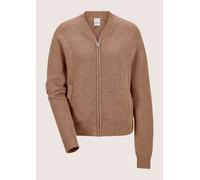 Strickjacke MADELEINE "Blouson Sportiver Strick-Blouson mit Reißverschluss", Damen, Gr. 36, weiß (caramel, wollweiß, melange), Obermaterial: 38% Viskose CV. 35% Polyamid PA. 22% Wolle WO. 5% Alpaka WP
