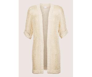 Strickjacke MADELEINE "Cardigan Halbarm Strickjacke mit Glanz", Damen, Gr. 34, weiß (perlweiß, goldfarben), Obermaterial: 40% Polyester PES. 35% Baumwolle CO. 25% Viskose CV., Modern, normal, Strickja