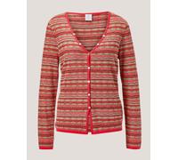 Strickjacke MADELEINE "Cardigan Modische Strickjacke mit Streifenmuster", Damen, Gr. 34, rot (rot, multicolor), Obermaterial: 100% Baumwolle CO., Modern, normal, V-Ausschnitt, Strickjacken Strickjacke