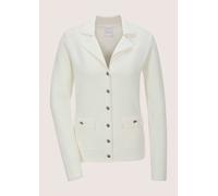 Strickjacke MADELEINE "Strickblazer Elegante Businessjacke im Milano-Strick", Damen, Gr. 44, weiß (wollweiß), Obermaterial: 52% Viskose CV. 48% Polyamid PA., Modern, tailliert, Strickjacken Strickjack