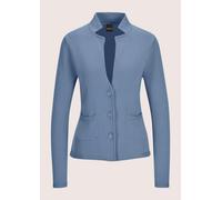 Strickjacke MADELEINE "Strickblazer Eleganter Blazer mit feinem Glattstrick", Damen, Gr. 38, blau (rauchblau), Obermaterial: 100% Baumwolle CO., Modern, Strickjacken Strickjacke, Hautsympathische Baum