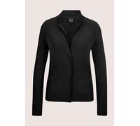 Strickjacke MADELEINE "Strickblazer Sportiver Blazer mit Stehkragen", Damen, Gr. 46, schwarz, Obermaterial: 67% Viskose CV. 33% Polyamid PA., Modern, normal, Strickjacken Strickjacke, modische Schlitz