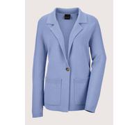 Strickjacke MADELEINE "Strickblazer Strickjacke aus Merinowolle und Kaschmir", Damen, Gr. 36, blau (stahlblau), Obermaterial: 90% Schurwolle WV. 10% Kaschmir WS., Strickjacken Strickjacke (13214431-36