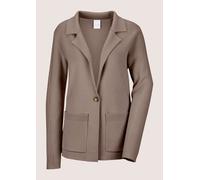 Strickjacke MADELEINE "Strickblazer Strickjacke aus Merinowolle und Kaschmir", Damen, Gr. 40, beige (cappuccino), Obermaterial: 90% Schurwolle WV. 10% Kaschmir WS., Strickjacken Strickjacke (23235623-