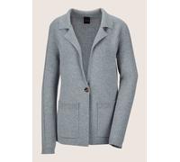 Strickjacke MADELEINE "Strickblazer Strickjacke aus Merinowolle und Kaschmir", Damen, Gr. 40, grau (steingrau, melange), Obermaterial: 90% Schurwolle WV. 10% Kaschmir WS., Strickjacken Strickjacke (99