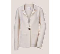 Strickjacke MADELEINE "Strickblazer Strickjacke aus Merinowolle und Kaschmir", Damen, Gr. 44, weiß (wollweiß), Obermaterial: 90% Schurwolle WV. 10% Kaschmir WS., Strickjacken Strickjacke (79181141-44)