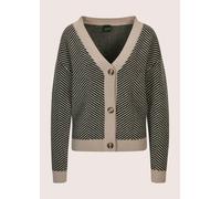 Strickjacke MADELEINE "Strickjacke Cardigan aus Schurwolle mit V-Ausschnitt", Damen, Gr. 48, schwarz (cappuccino, schwarz), Obermaterial: 100% Schurwolle WV., Strickjacken Strickjacke (91049331-48) ca